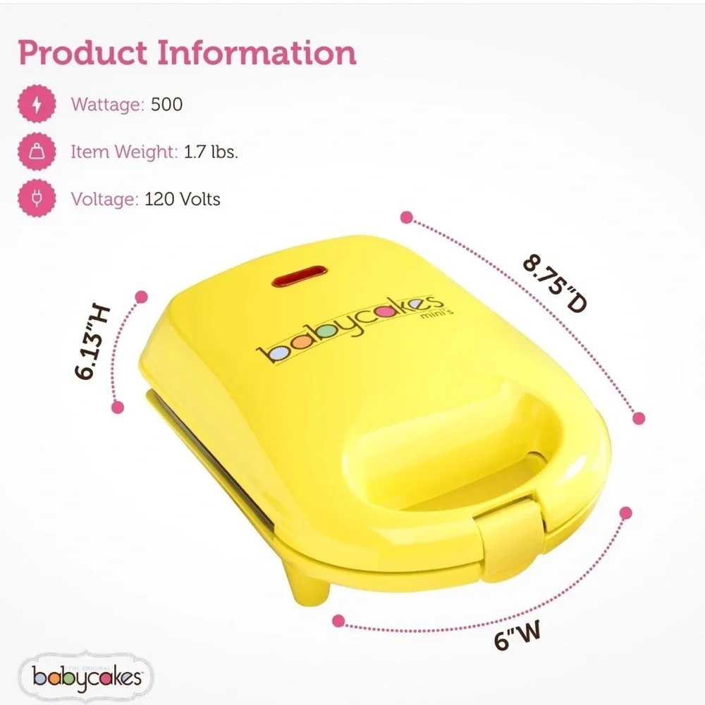 Babycakes Mini's Nonstick Coated Donut Maker #DNM-30 [Yellow] *NEW NO BOX